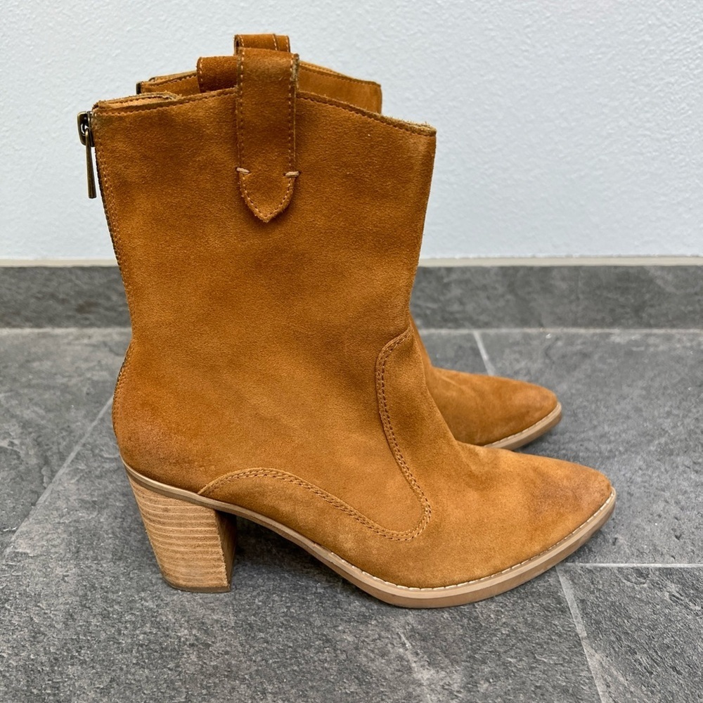 Splendid Women's Tan Suede Leather Raquel Bootie‎ Size 7.5 Western Pointed Toe